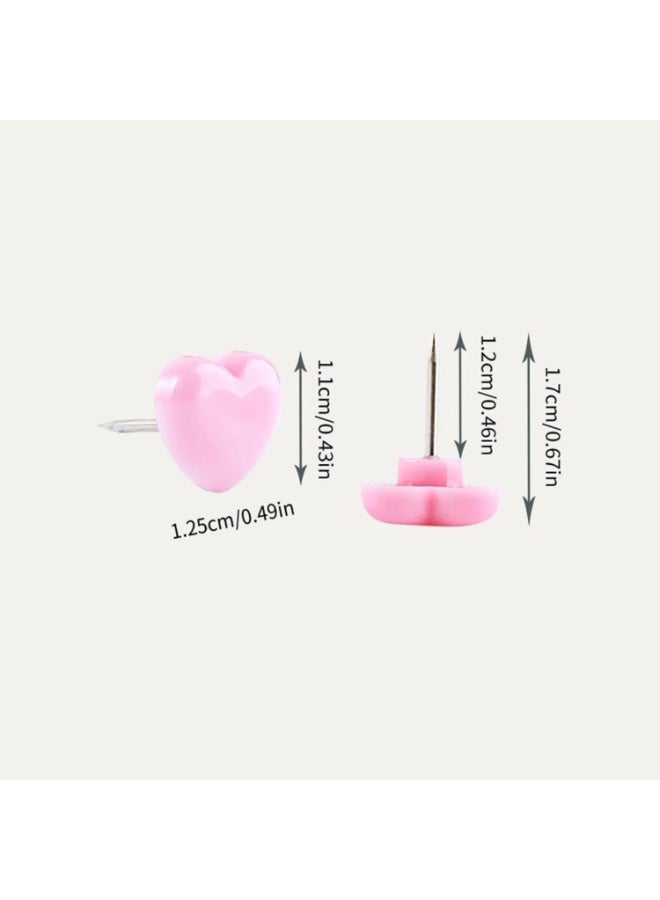 FAYET 100PCS Heart-Shaped Push Pins, Cute Pink and Red Plastic Thumb Tacks with Steel Points, Decorative Cork Board Pins for Office, School, Home and Bulletin Boards - Image 2